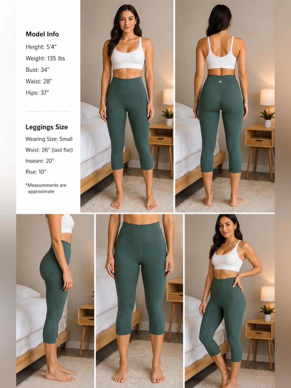 Deep Olive Green Capri Leggings with Side Pocket